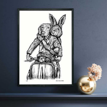 Rabbitwoman and Dogman Were Happy Travellers (Giclee Canvas Print)