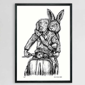 Rabbitwoman and Dogman Were Happy Travellers (Giclee Canvas Print)