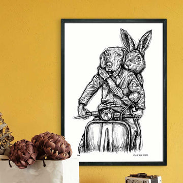 Rabbitwoman and Dogman Were Happy Travellers (Giclee Canvas Print)