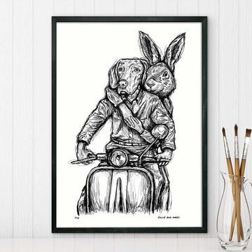Rabbitwoman and Dogman Were Happy Travellers (Giclee Canvas Print)