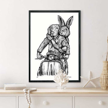 Rabbitwoman and Dogman Were Happy Travellers (Giclee Canvas Print)