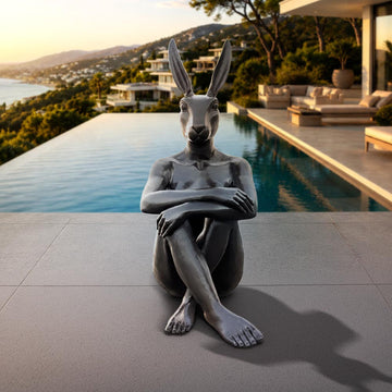 Rabbitwoman Was Content (Bronze Sculpture, Mid-Size)