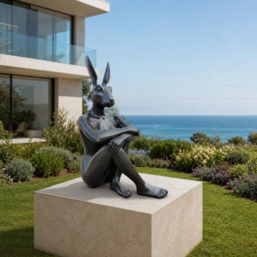 Rabbitwoman Was Content (Bronze Sculpture, Mid-Size)
