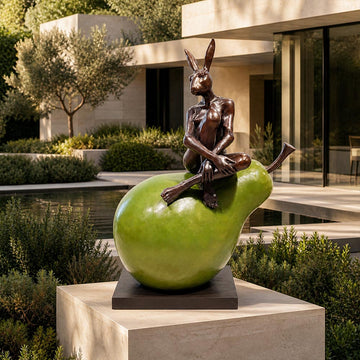 Rabbitwoman Had a Beautiful Pear (Bronze Sculpture, Mid-Size)