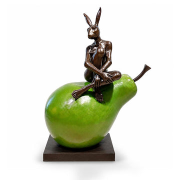 Rabbitwoman Had a Beautiful Pear (Bronze Sculpture, Mid-Size)