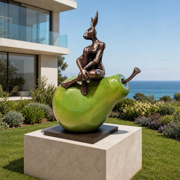 Rabbitwoman Had a Beautiful Pear (Bronze Sculpture, Mid-Size)