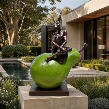 Rabbitwoman Had a Beautiful Pear (Bronze Sculpture, Mid-Size)