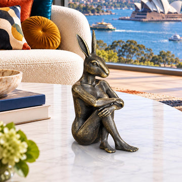 Rabbitwoman has Wild Ideas (Bronze Sculpture, Miniature)