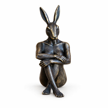 Rabbitwoman has Wild Ideas (Bronze Sculpture, Miniature)