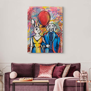 Red Balloon Going Up (Original Painting)