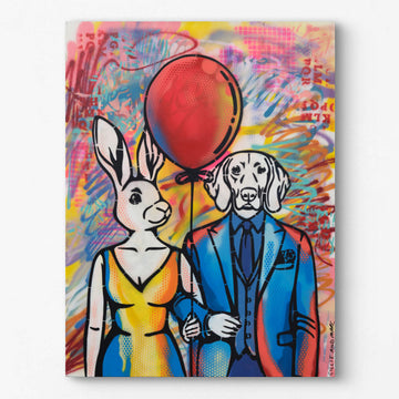 Red Balloon Going Up (Original Painting)