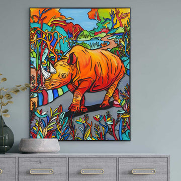 Rhino In Garden Of Eden (Original Painting)