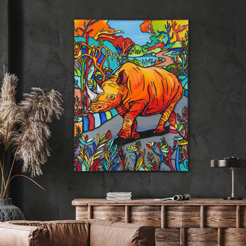 Rhino In Garden Of Eden (Original Painting)