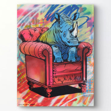 Rhino Takes a Seat (Original Painting)