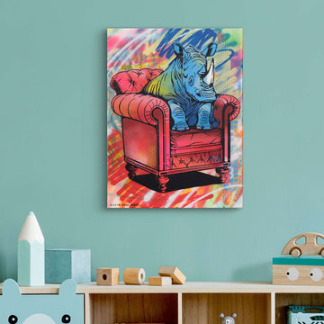 Rhino Takes a Seat (Original Painting)