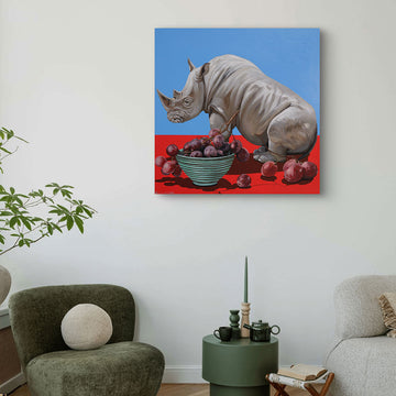 Rhino and Grapes (Original Painting)