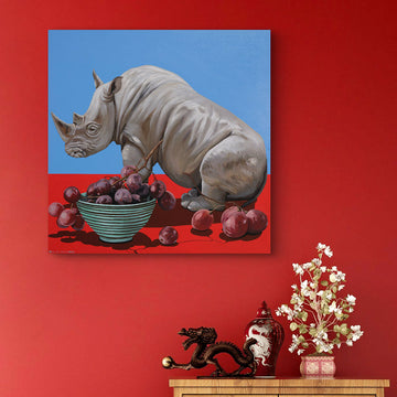 Rhino and Grapes (Original Painting)