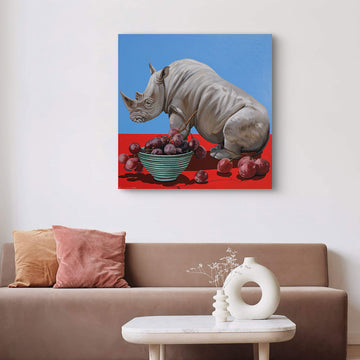 Rhino and Grapes (Original Painting)