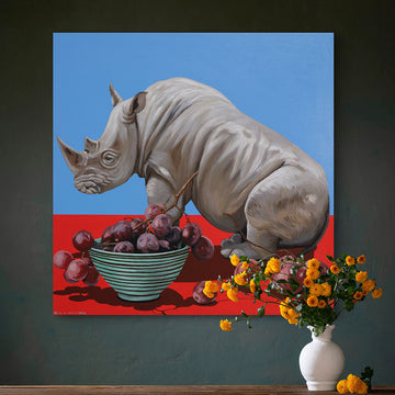 Rhino and Grapes (Original Painting)