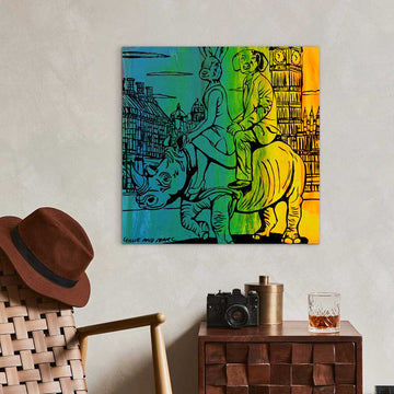 Rhino in the City Big Time (Original Painting)