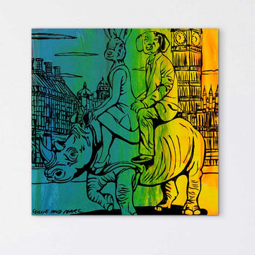 Rhino in the City Big Time (Original Painting)