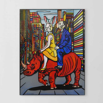 Rhino in the City (Original Painting)