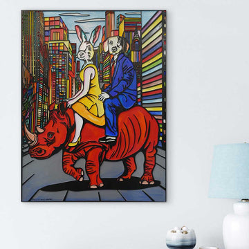Rhino in the City (Original Painting)