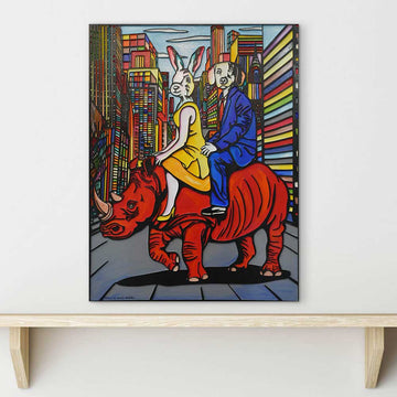 Rhino in the City (Original Painting)