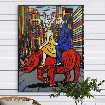 Rhino in the City (Original Painting)