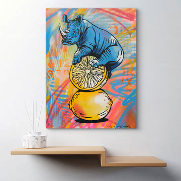 Rhino on a Lemon (Original Painting)