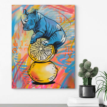 Rhino on a Lemon (Original Painting)