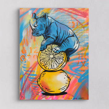 Rhino on a Lemon (Original Painting)