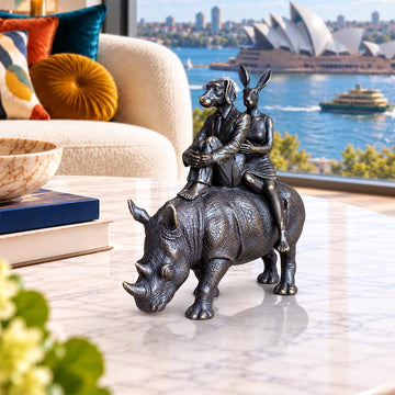 Rhino Riders and the Wild Promise (Bronze Sculpture, Miniature)