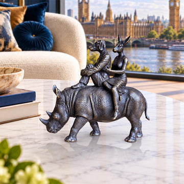 Rhino Riders and the Wild Promise (Bronze Sculpture, Miniature)