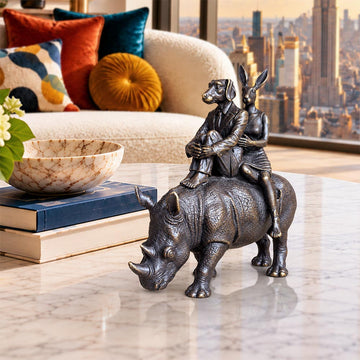 Rhino Riders and the Wild Promise (Bronze Sculpture, Miniature)