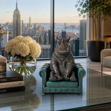 Rhino Sat with Hope (Bronze Sculpture, Small)