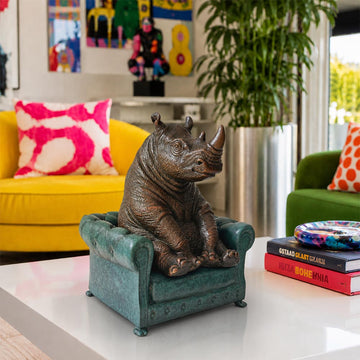 Rhino Sat with Hope (Bronze Sculpture, Small)