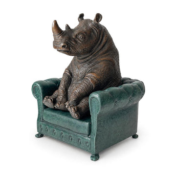 Rhino Sat with Hope (Bronze Sculpture, Small)
