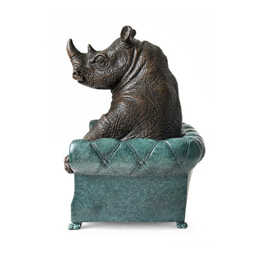 Rhino Sat with Hope (Bronze Sculpture, Small)