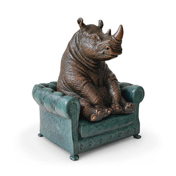 Rhino Sat with Hope (Bronze Sculpture, Small)