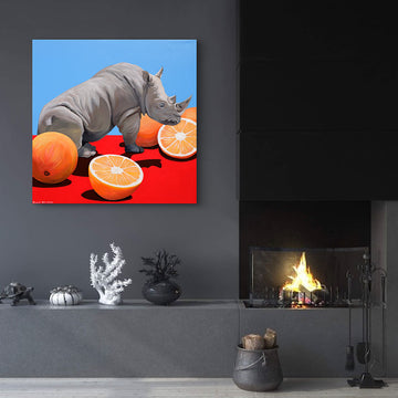 Rhinos Love Oranges (Original Painting)