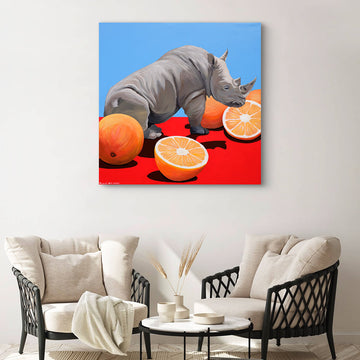 Rhinos Love Oranges (Original Painting)