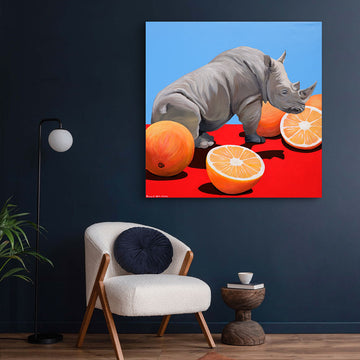 Rhinos Love Oranges (Original Painting)