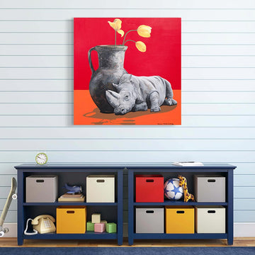 Rhinos Loves Tulips (Original Painting)