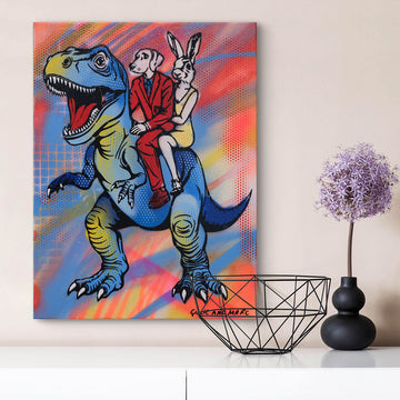 Run in the Sun with T-Rex (Original Painting)