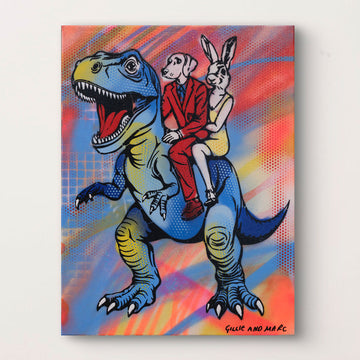 Run in the Sun with T-Rex (Original Painting)