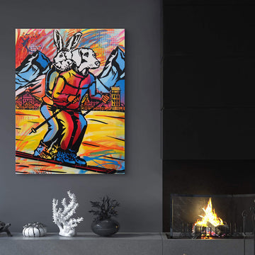 Ski Heaven on Steep Slopes (Original Painting)