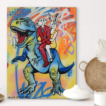 T-Rex and His Blue Period (Original Painting)