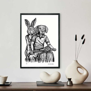 Rabbitwoman and Dogman on the Road Again (Giclee Canvas Print)