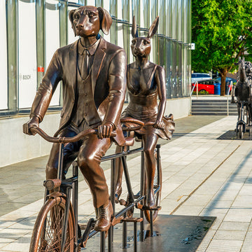 Tandem Riders on a Mission (Bronze Sculpture)